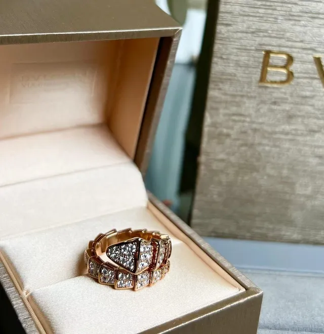Bvlgari Serpenti Pavé Diamond Rose Gold Ring