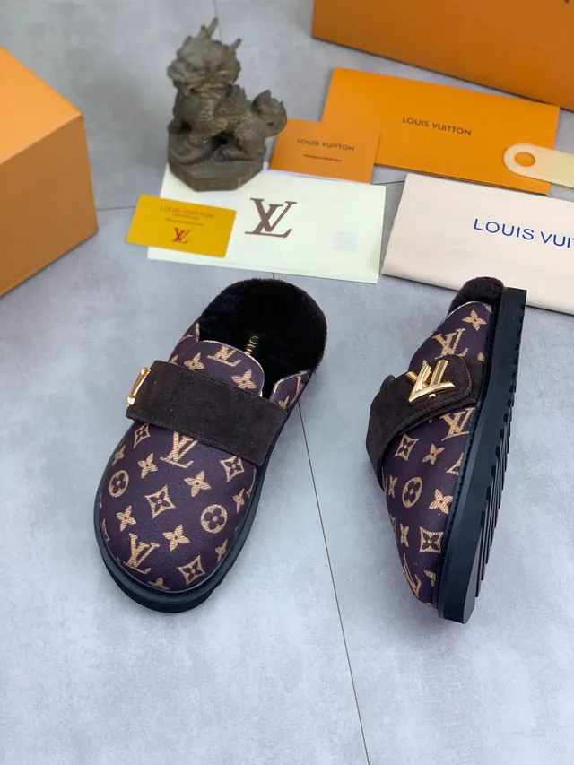 Louis Vuitton Purple Black Monogram Canvas Shearling-Lined Casual Shoes