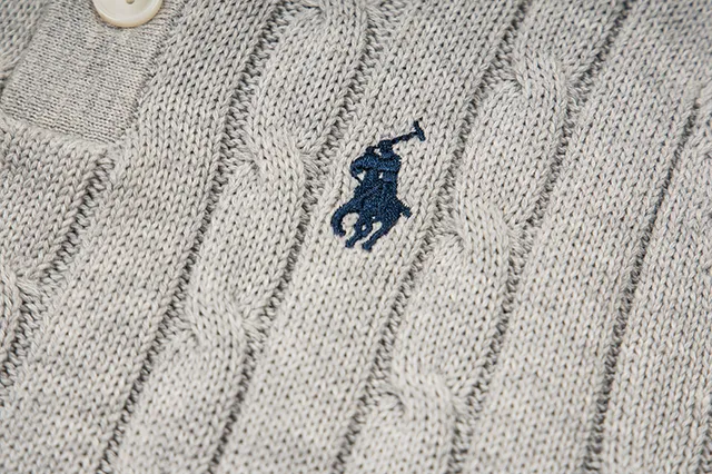 Polo Ralph Lauren Beige Navy Cable-Knit Sleeveless Polo Shirt