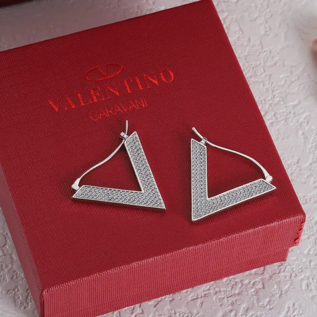 Valentino VLogo Pavé Crystal Gold and Silver Hoop Earrings