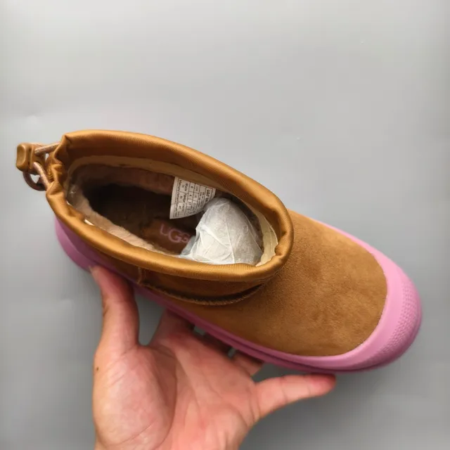 UGG Brown Pink Suede Upper Platform Sole Snow Boots