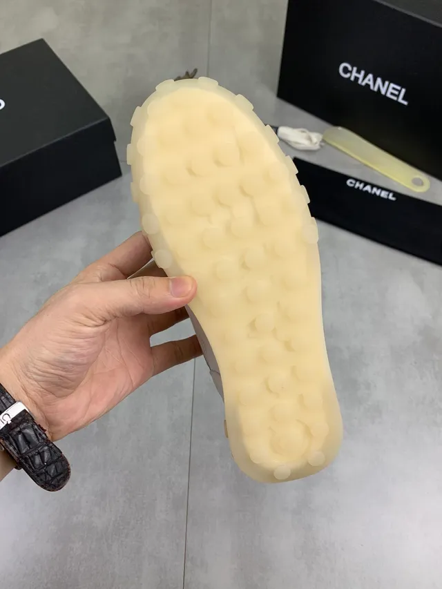 Chanel White Beige Leather Upper Embossed Interlocking CC Logo Lifestyle Sneakers