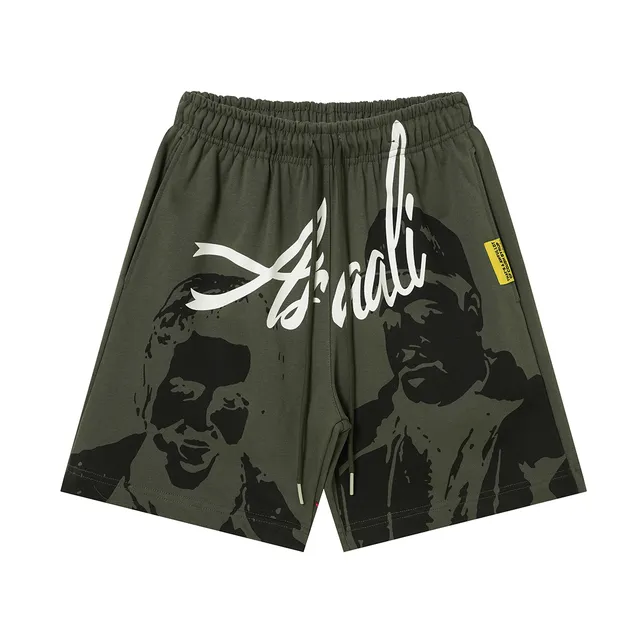 Graphic-Print Elastic-Waist Drawstring Shorts