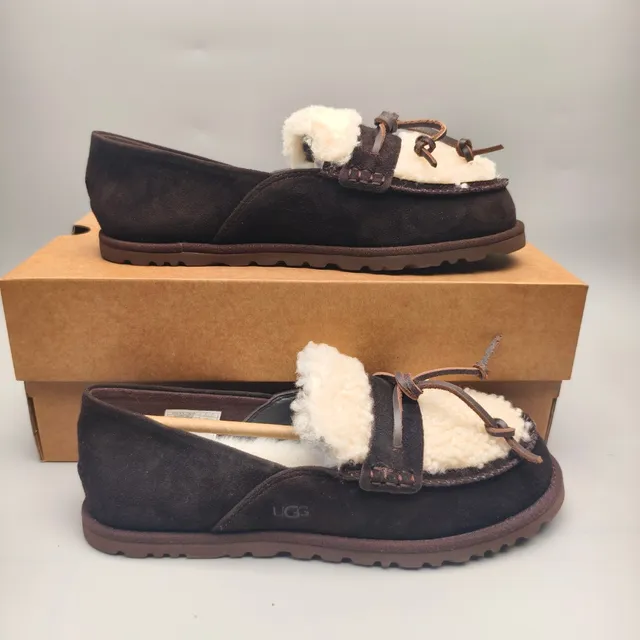UGG Tasman Brown Suede Shearling-Lined Loafer
