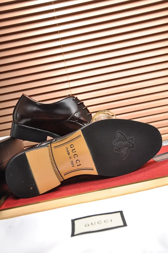 Gucci Brown Black Cap-Toe Brogue Oxford Shoes