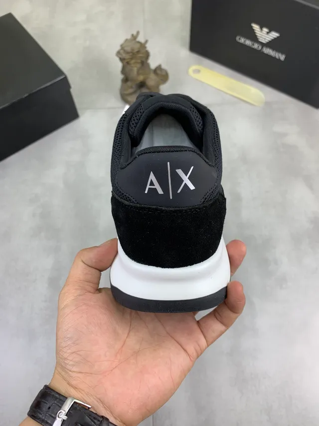 Armani Exchange Black Mesh-Suede Lifestyle Sneakers