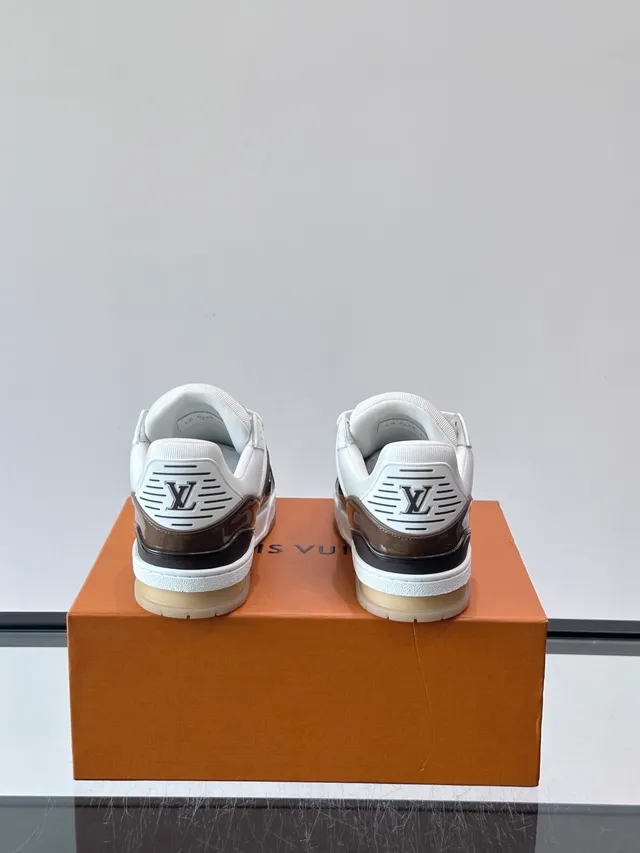 Louis Vuitton LV Trainer White Brown Low-Top Monogram Leather Lifestyle Sneakers