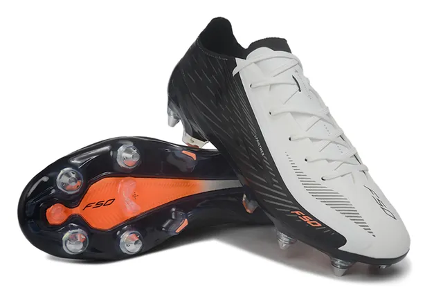 Puma F50 Sprintweb Black White Orange Firm-Ground Soccer Shoes