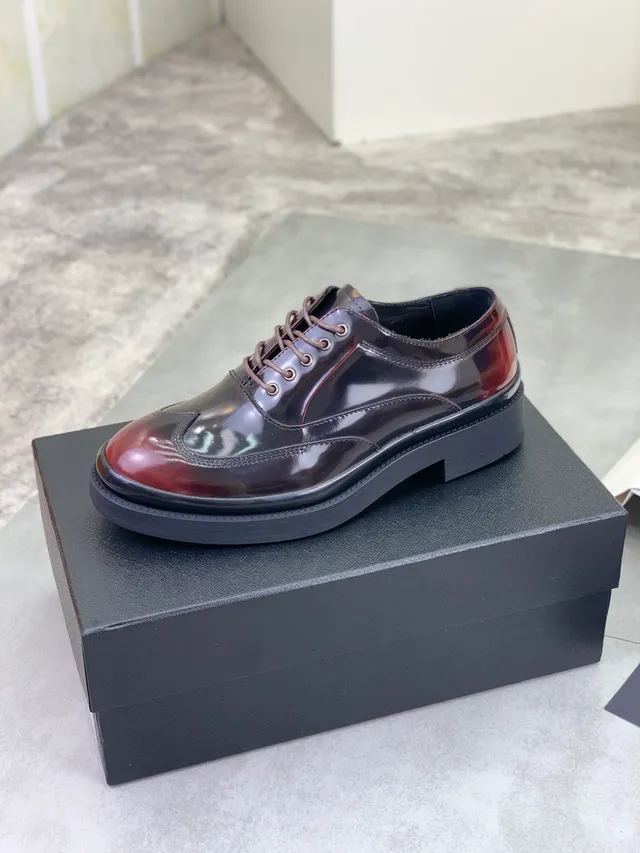 Prada Two-Tone Glossy Patent Oxford Shoes