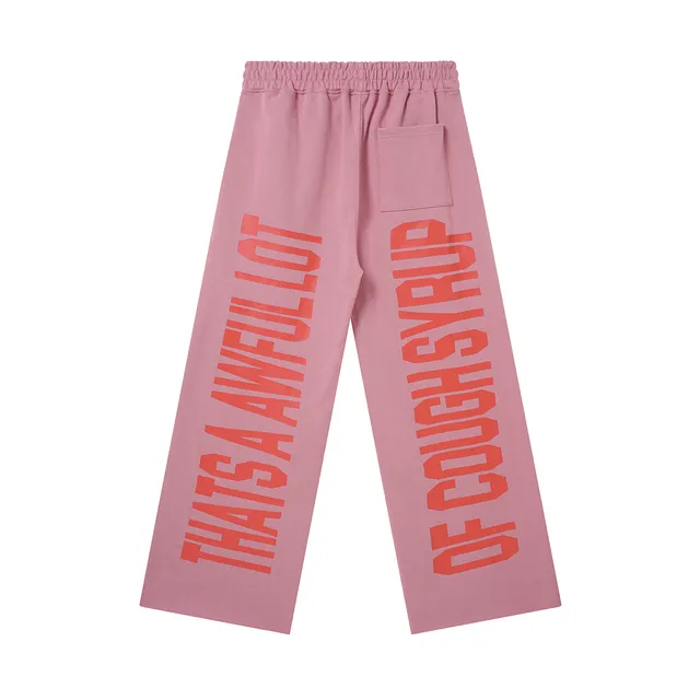 Dusty Pink and Beige Wide-Leg Elastic-Waist Screen-Printed Sweatpants