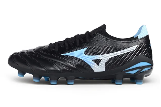 Mizuno Black Blue Quilted Synthetic Leather Forefoot Mesh Tongue And Collar Firm-Ground Soccer Shoes