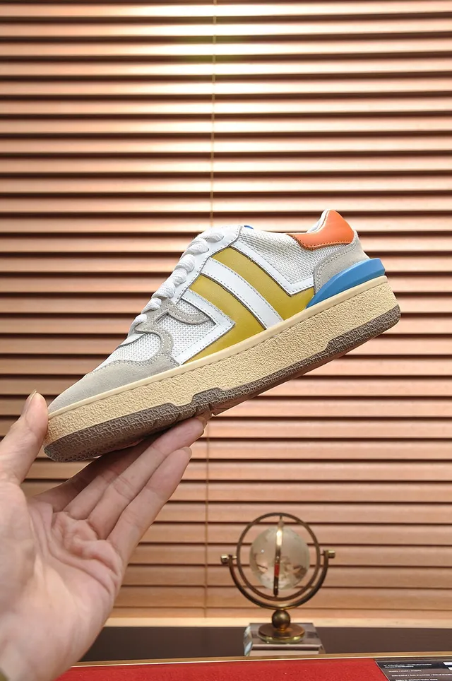 Lanvin Multicolor Striped Mixed-Material Cupsole Sneakers