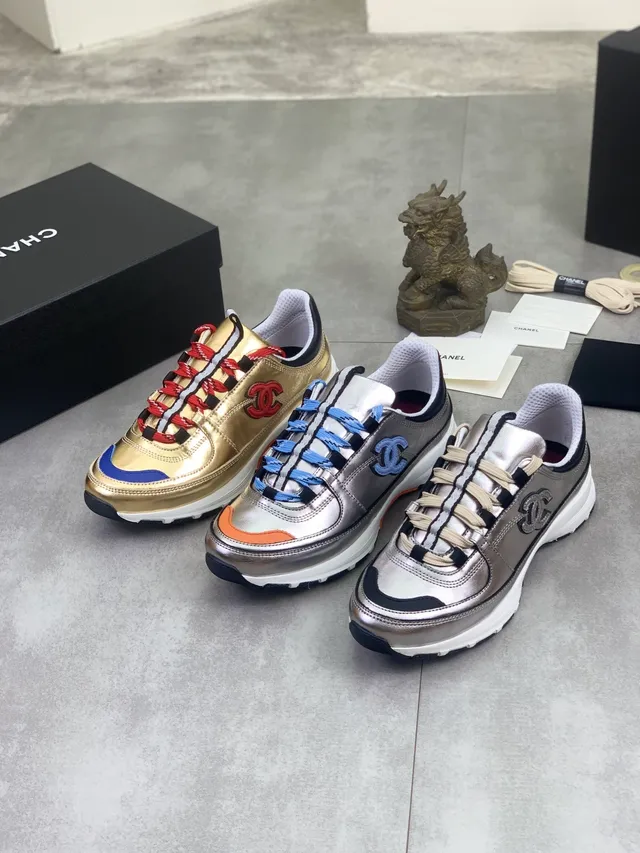 Chanel Runner Metallic Silver Orange Blue Chunky Sneakers