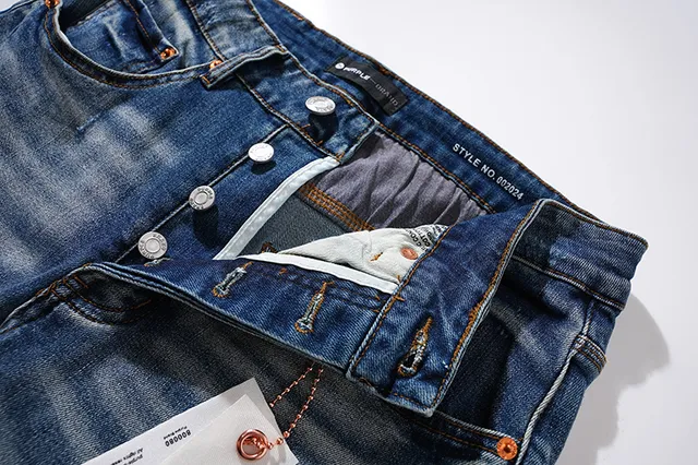 Purple Brand Distressed Slim-Tapered Blue Jeans