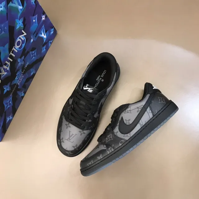Nike Air Force 1 Monogram Print Black Gray Lifestyle Sneakers