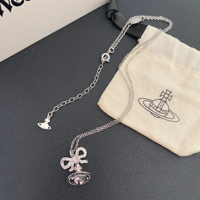 Vivienne Westwood Orb Bow Silver Gold Pendant Motif Necklace