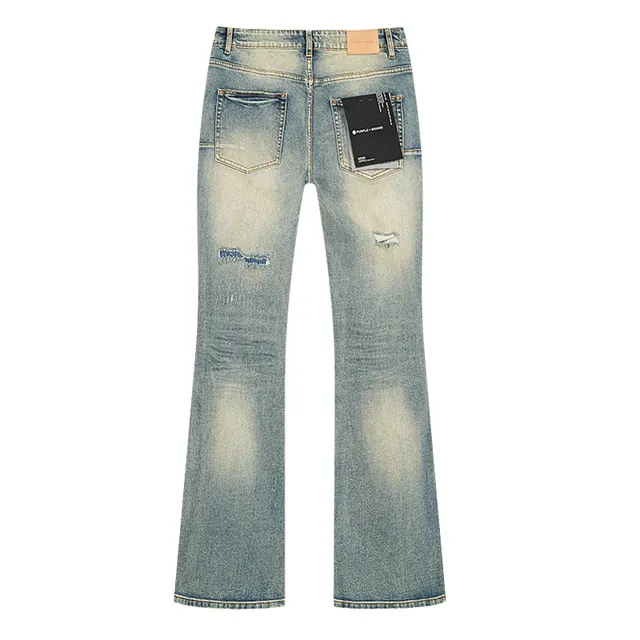 Purple Brand Distressed Light-Wash Flared Jeans