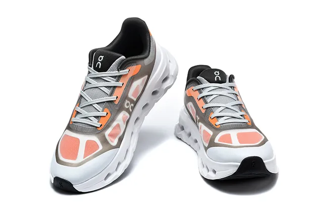 On Black White Engineered Mesh Upper Open Hexagonal CloudTec Pods Running Shoes