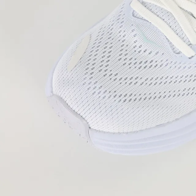 Hoka White Green Engineered Mesh Upper Multi-Layered Ridged Midsole Running Shoes
