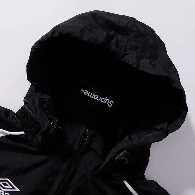 Supreme Black White Full-Zip Contrast-Panel Windbreaker