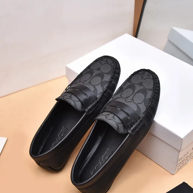 Coach Black Gray Penny Signature C-Print Canvas Loafer