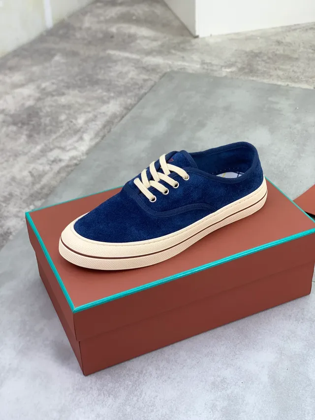 Navy Beige Suede Upper Cream Cupsole Canvas Shoes
