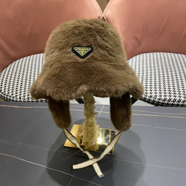 Brown Beige Fur-Lined Ear-Flap Beanie