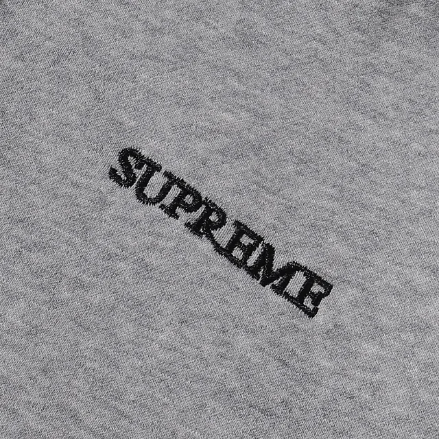 Supreme Full-Zip Navy Gray Embroidered Chest Logo Hoodie