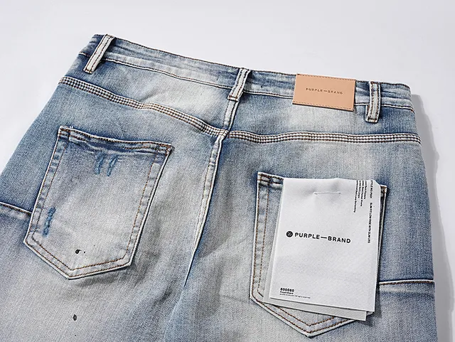 Purple Brand Distressed Light-Wash Paint-Splatter Jeans
