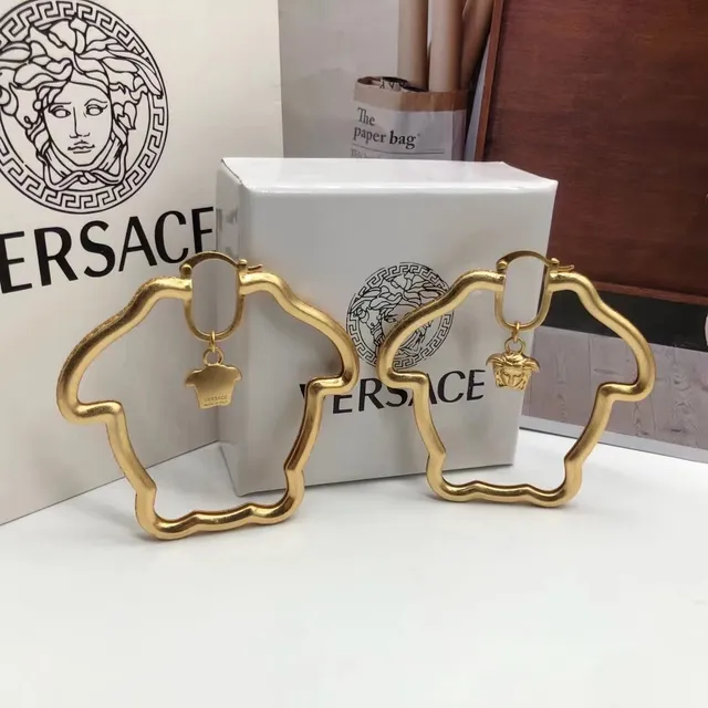 Versace Medusa Hoop Gold Irregular-Shaped Dangling Charm Earrings