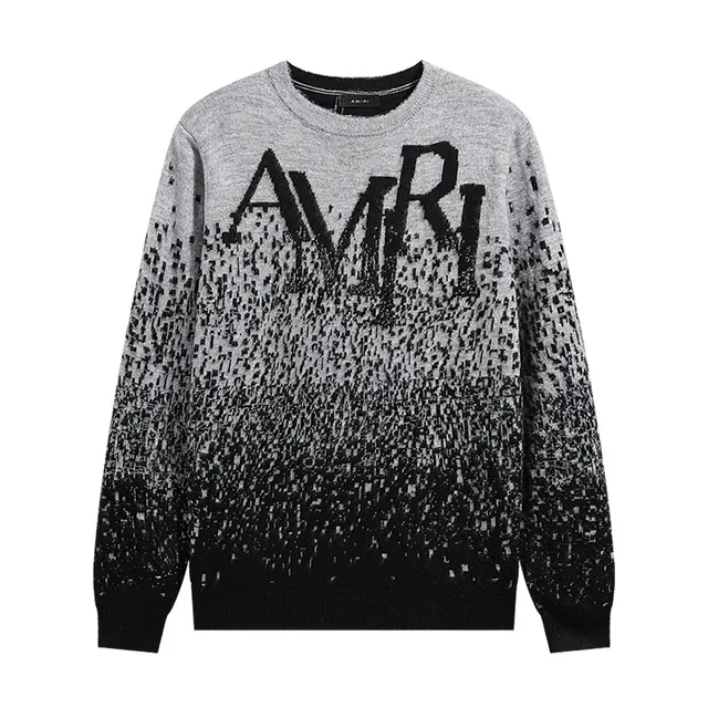 Amiri Gray Black Knit Gradient Fade Sweater