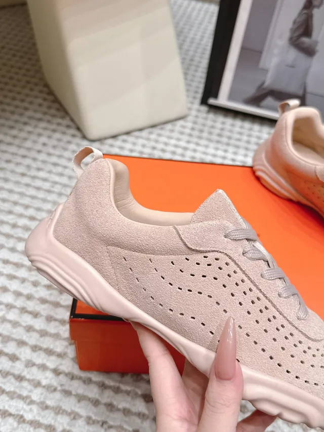 Jil Sander Perforated Suede Sneaker Pale Pink Lifestyle Sneakers