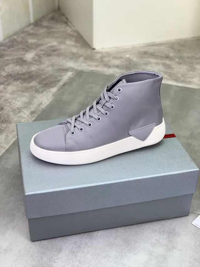 Gray High-Top Smooth Textile Sneaker