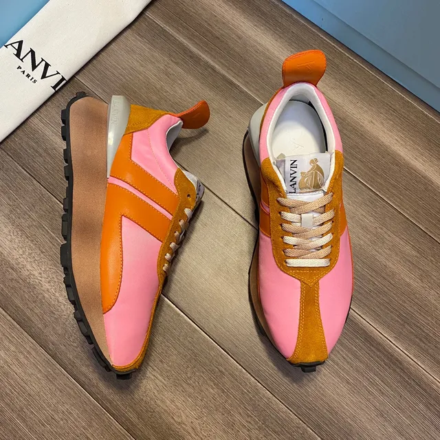 Lanvin Color-Blocked Suede and Nylon Platform Chunky Sneakers