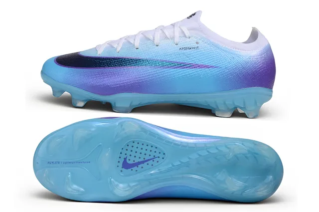 Nike Blue Purple Gradient Knit Upper Translucent Plate Sole Firm-Ground Soccer Shoes