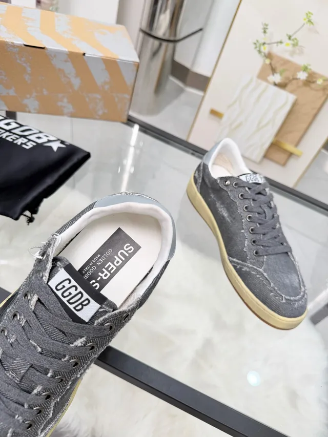 Golden Goose Super-Star Distressed Denim Gray Lifestyle Sneakers
