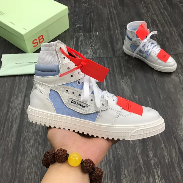 Off-White Blue High-Top Industrial-Detail Sneakers