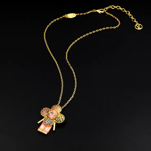 Louis Vuitton Flower Motif Multicolor Crystal Enamel Necklace