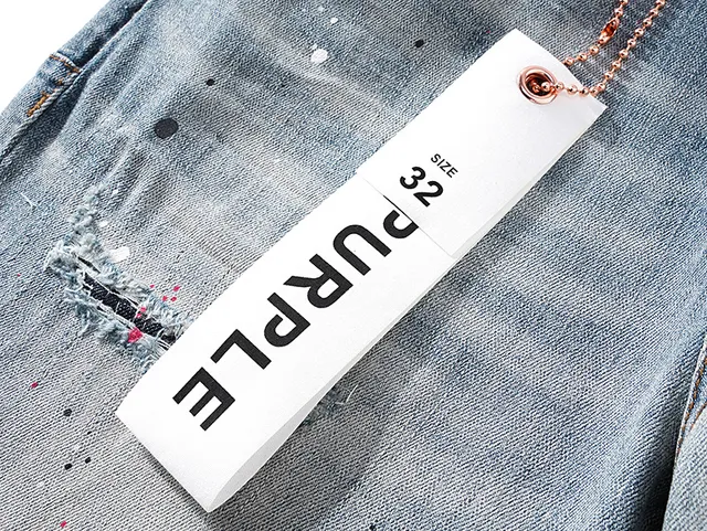 Purple Brand Distressed Paint-Splatter Light-Wash Slim-Fit Jeans