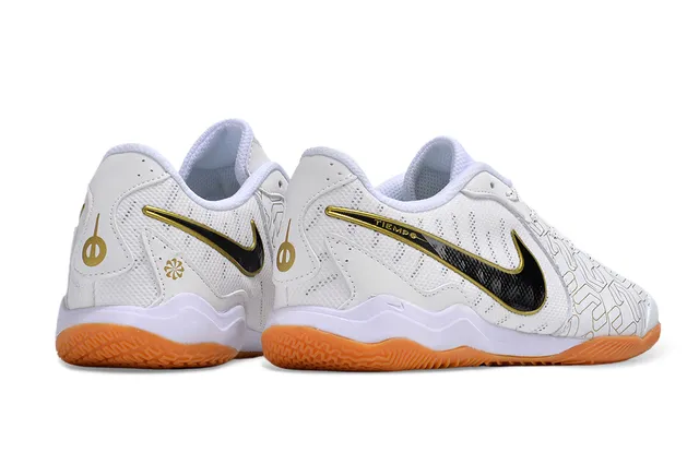 Nike White Orange Low-Top Synthetic Mesh Upper Indoor Soccer Shoes
