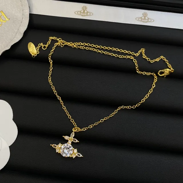 Vivienne Westwood Classic Orb Gold Transparent Chain Pendant Necklace