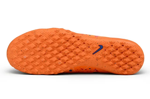 Nike Orange Blue Knit Upper Speckle-Print Overlay Turf Soccer Shoes