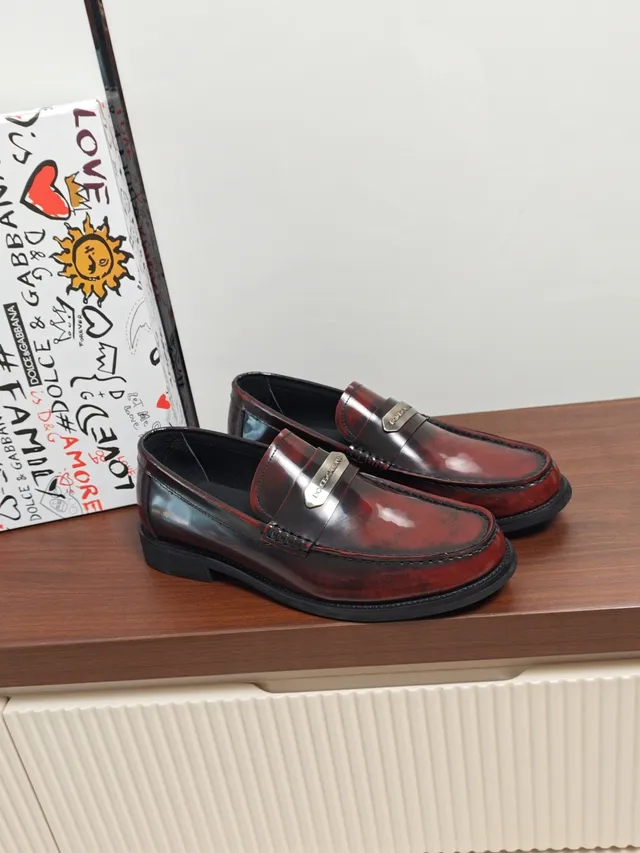 Dolce & Gabbana Burgundy Patent Penny Loafer