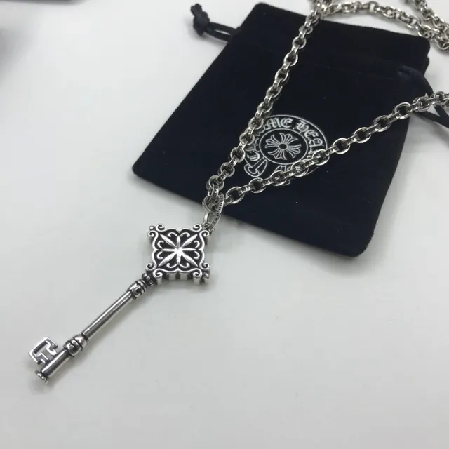Chrome Hearts Key Pendant Silver-Toned Filigree Necklace
