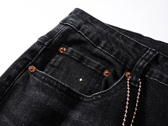 Purple Brand Distressed Paint-Splattered Black Denim Jeans