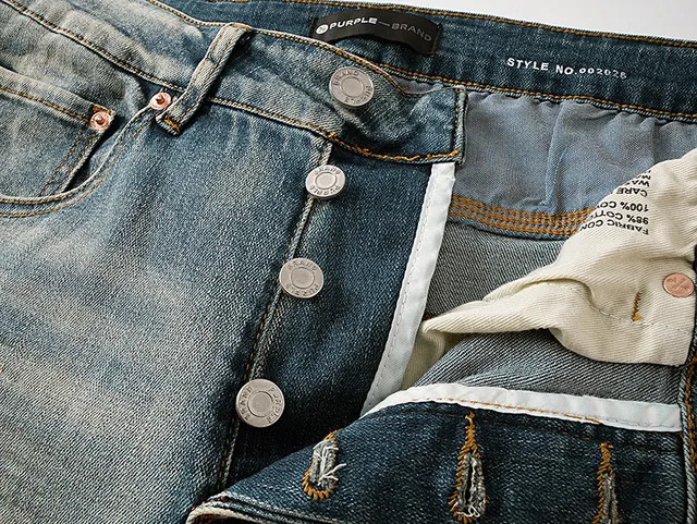 Purple Brand Distressed Paint-Splattered Slim-Fit Light Wash Jeans