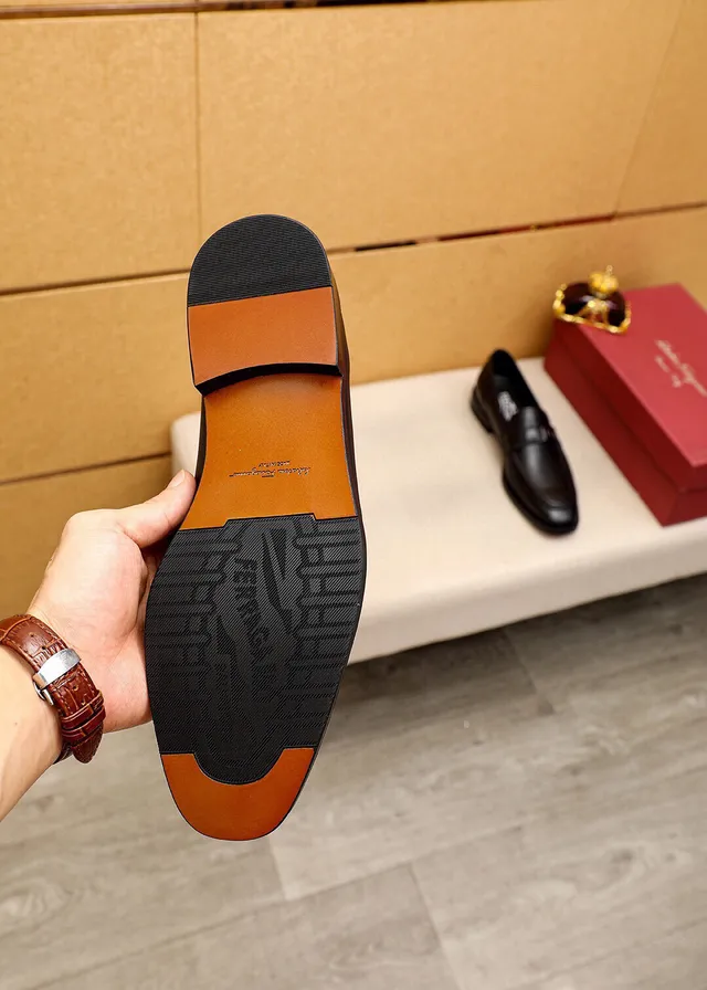 Salvatore Ferragamo Gancini Loafer Black Leather Loafers