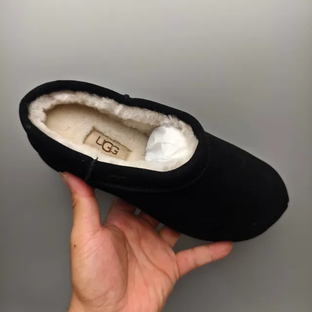 UGG Black White Suede Upper Shearling-Lined Casual Shoes