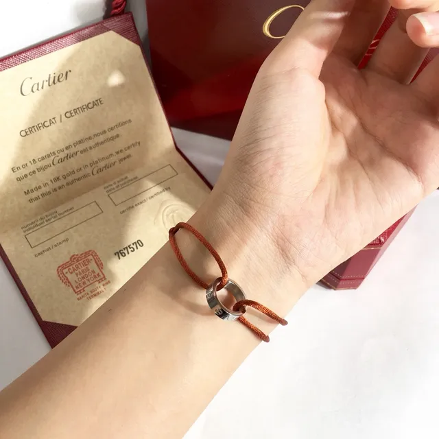 Cartier Love Bracelet Fuchsia Cord Interlocking Ring Bracelet
