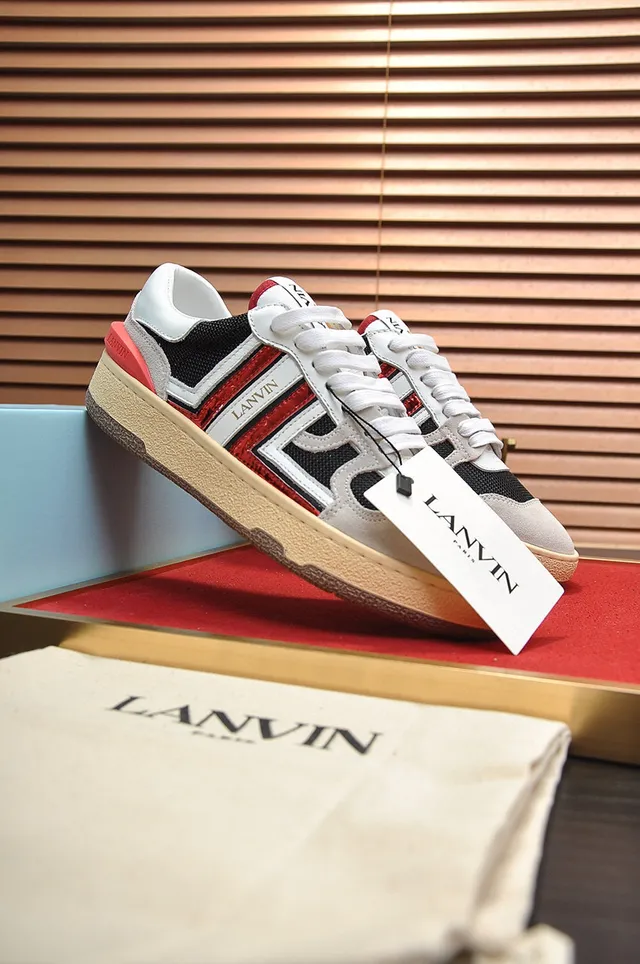 Lanvin White Gray Low-Top Cupsole Sneakers